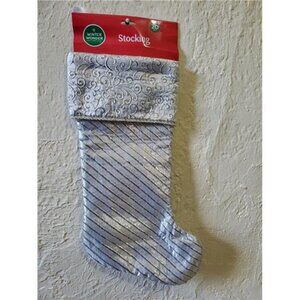 20" Christmas Stocking White Silver New